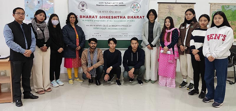 Prof Wangshimenla, Dean of Students Welfare along with the participants of the quiz programme. 